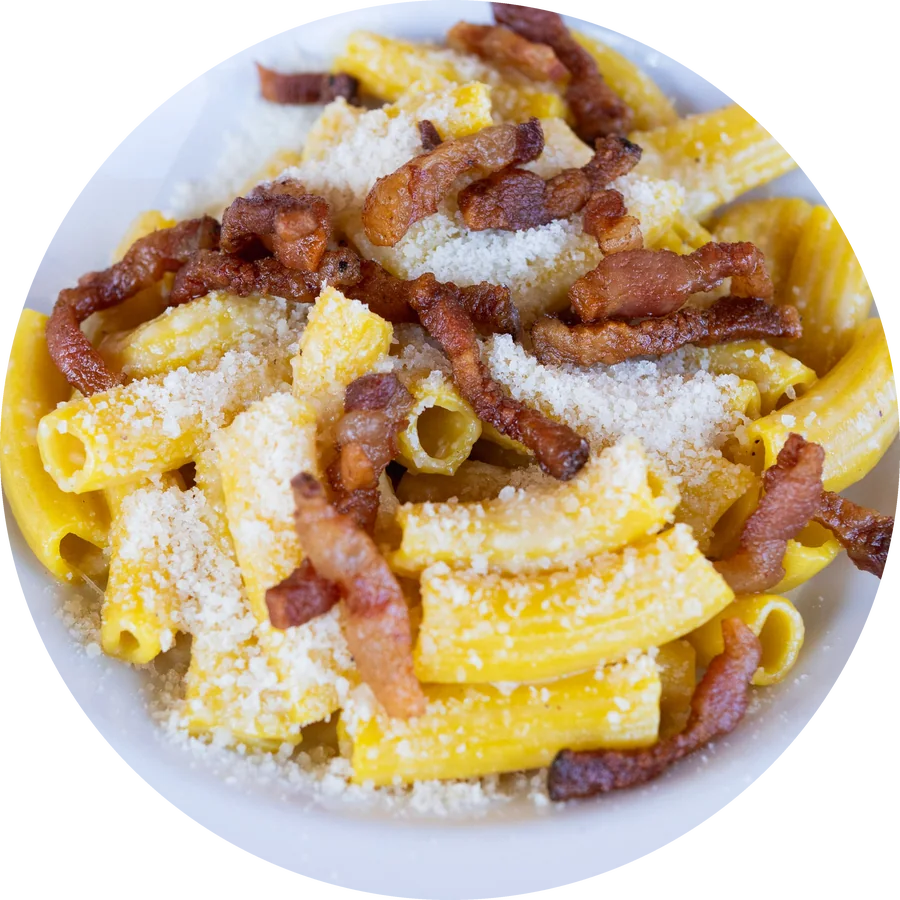 Rigatoni Carbonara von Tirelli's, von oben